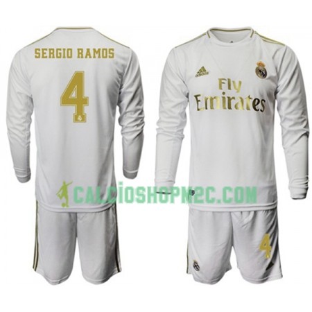 Real Madrid Sergio Ramos 4 Bambino Maglia Prima 2019/2020 Manica Lunga (+ Pantaloncini)